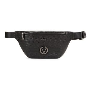 Valentino by Mario Valentino Embossed Black Leather Belt Bag